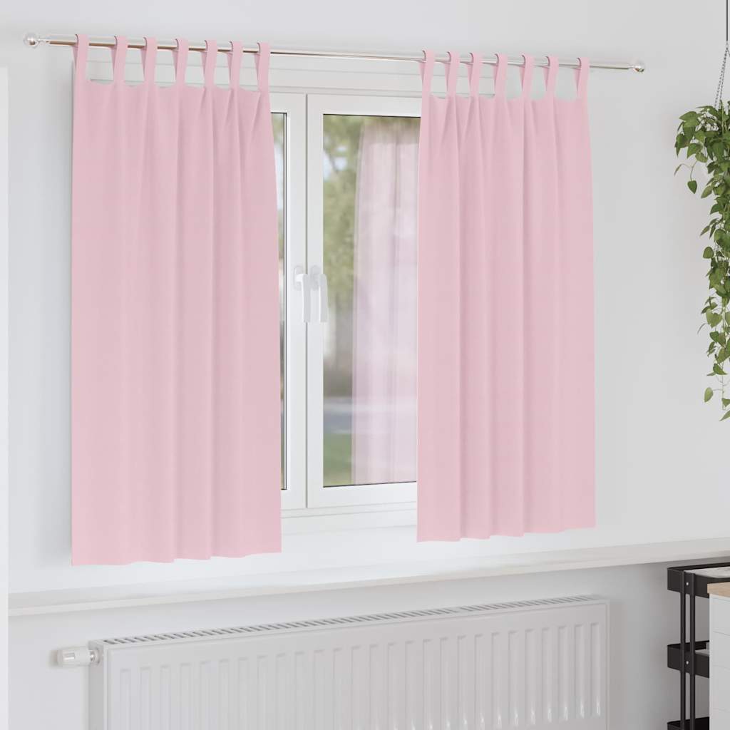 Mörkläggningsgardiner med Ringar 2 st Babyrosa 175 x 140 cm