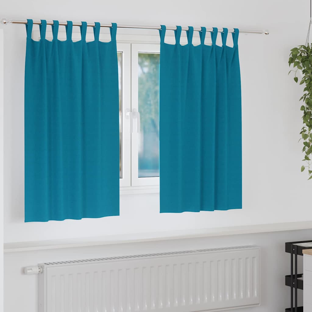 Mörkläggningsgardiner med Ringar 2 st Turkos 140 x 140 cm