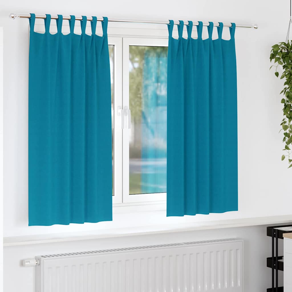 Mörkläggningsgardiner med Ringar 2 st Turkos 175 x 140 cm