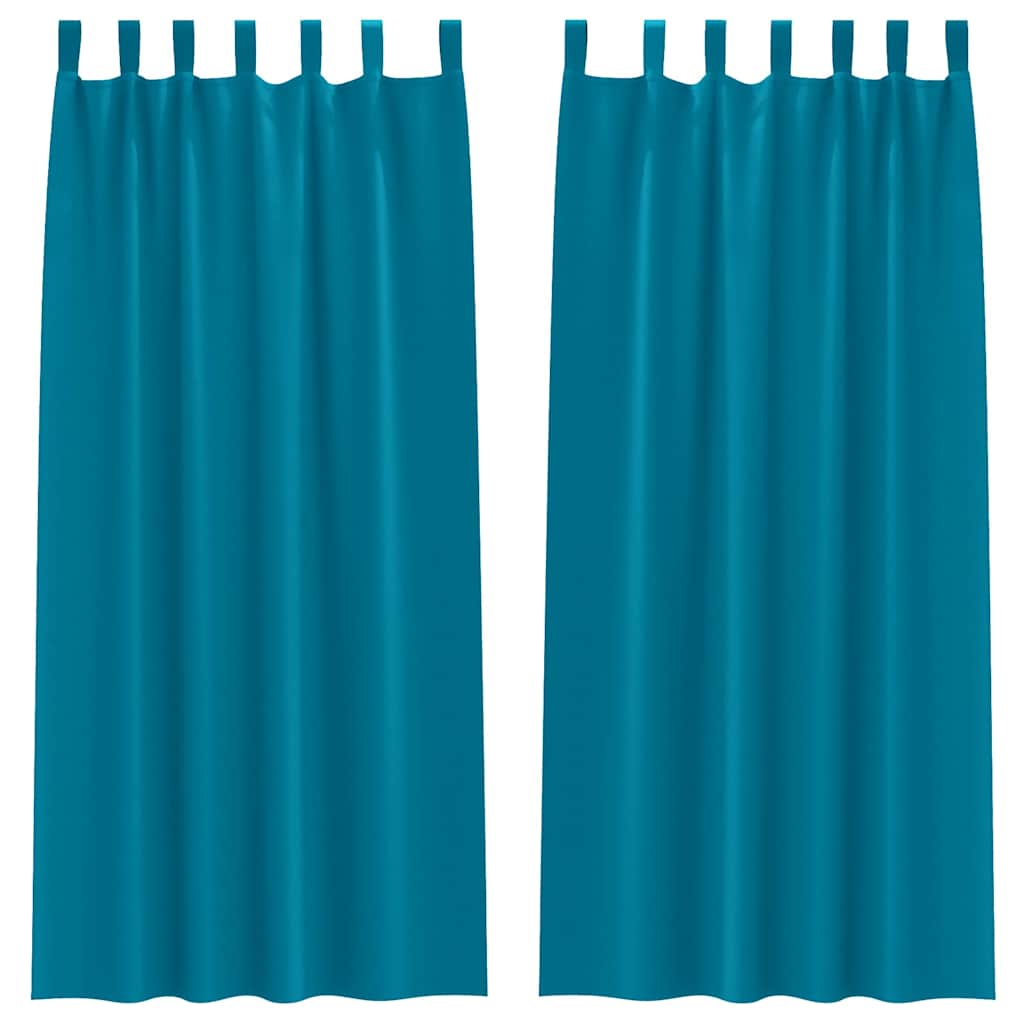 Mörkläggningsgardiner med Ringar 2 st Turkos 260 x 140 cm