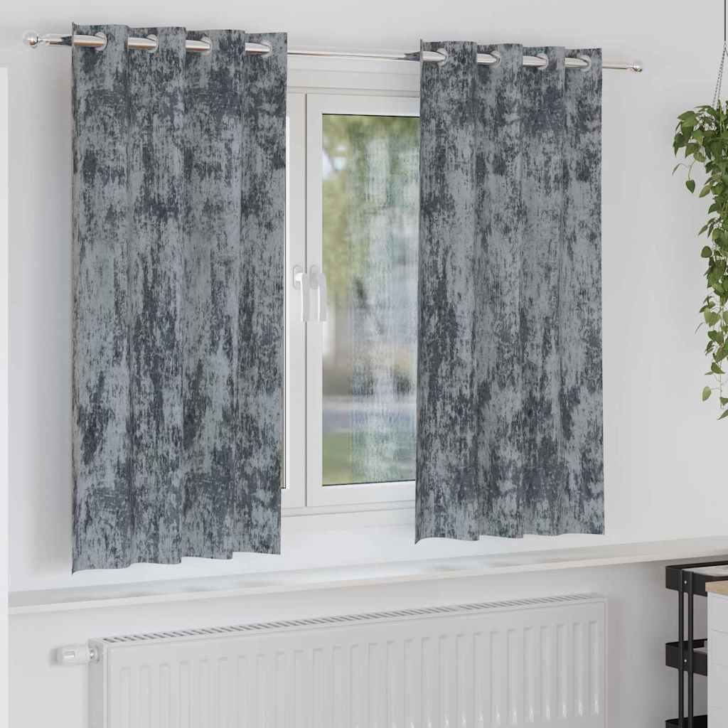 Gardiner med gardiner 2 pcs Silvergrå 175 x 140 cm Sammet