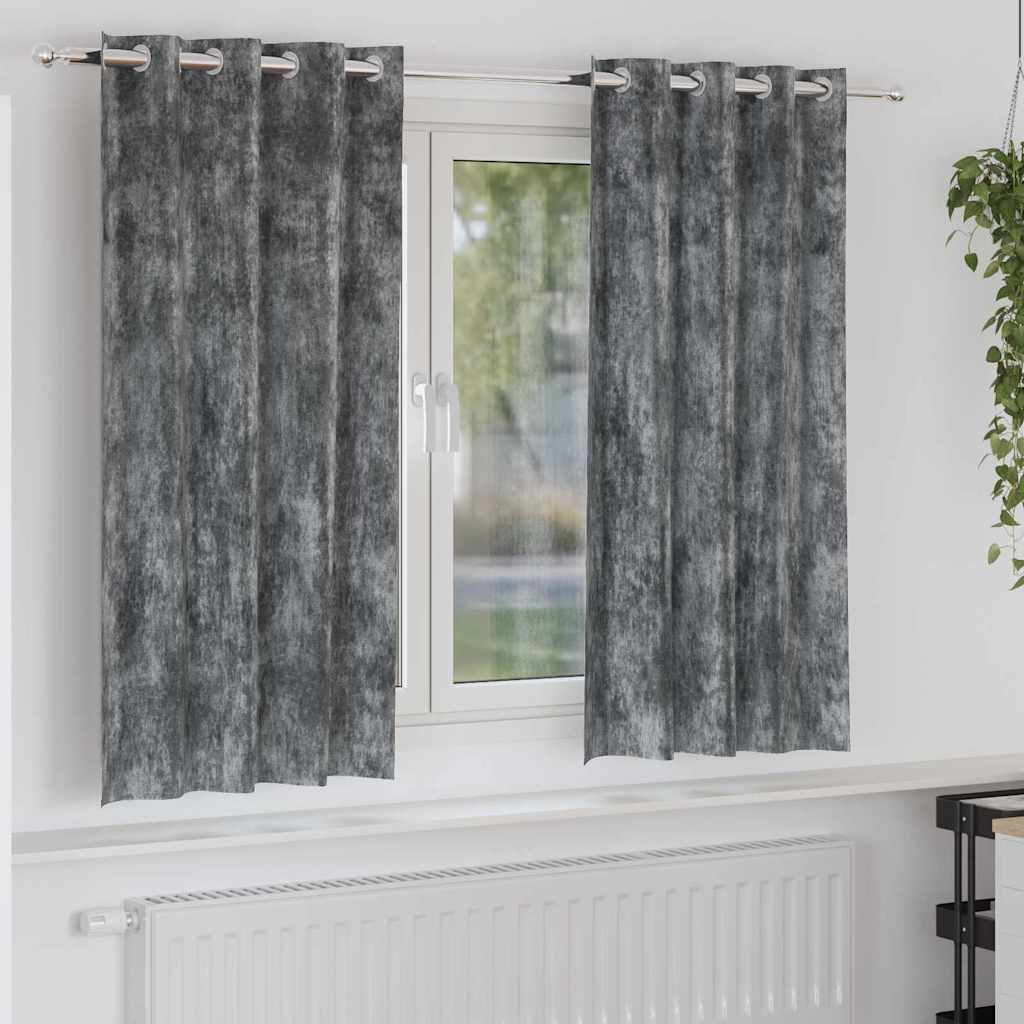 Sammetsgardiner 2 st Grå 175 x 140 cm Sammet