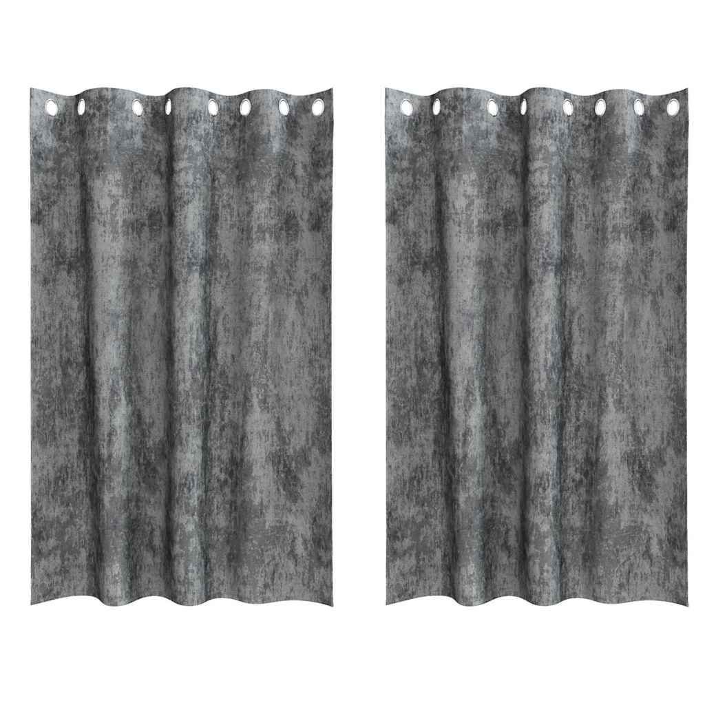 Sammetsgardiner 2 st Grå 175 x 140 cm Sammet