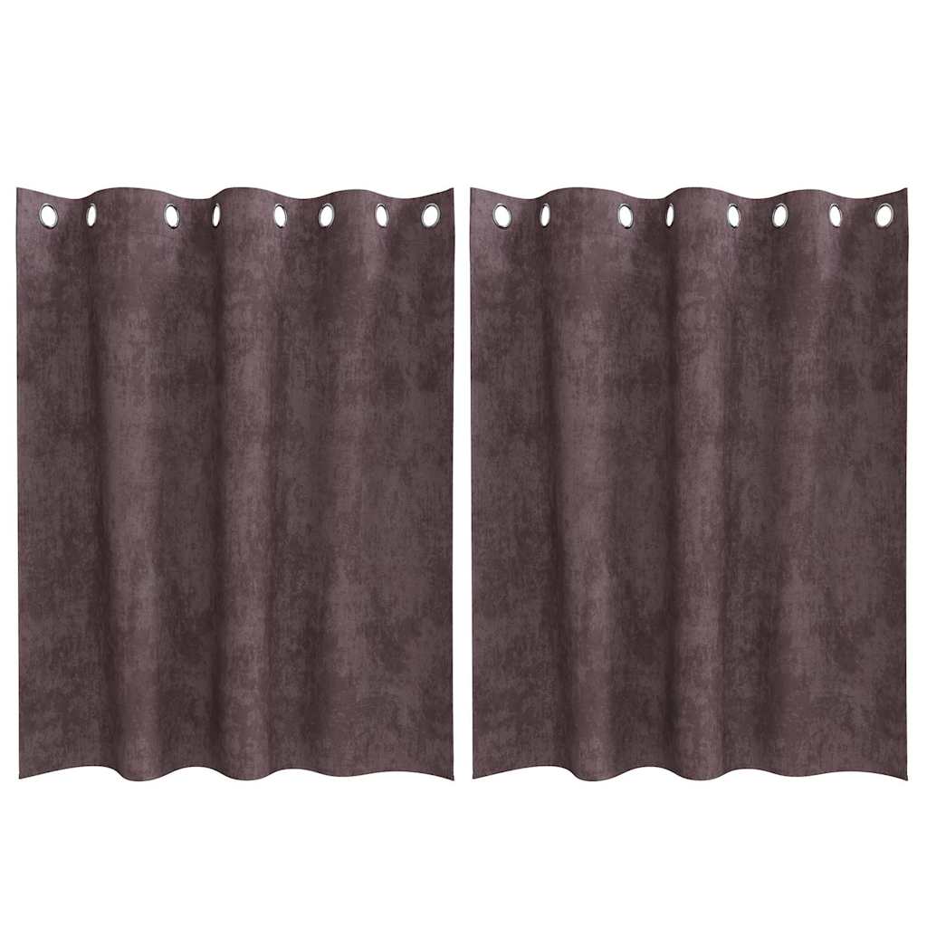 Sammetsgardiner 2 st Brun 140 x 140 cm Sammet