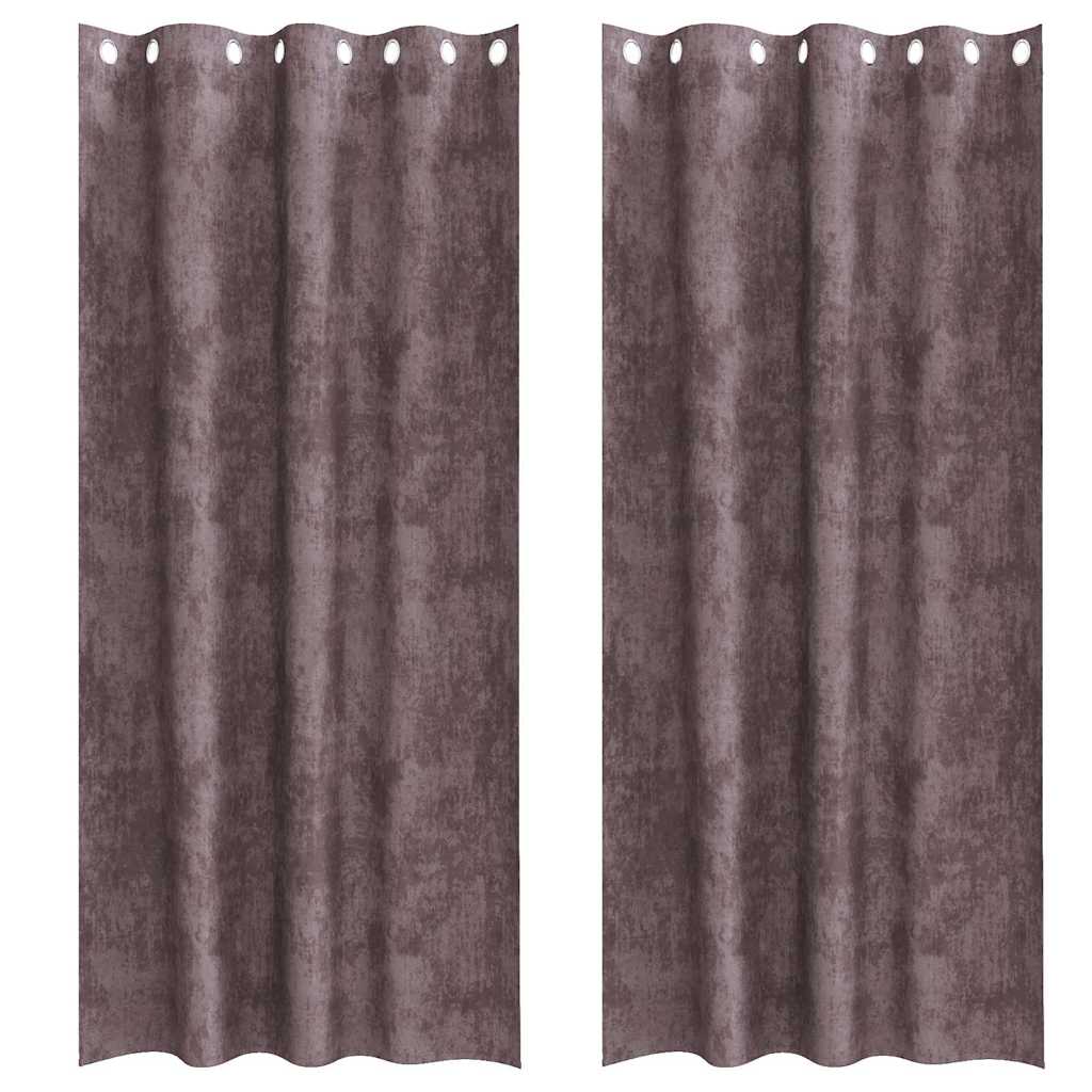 Sammetsgardiner 2 st Brun 245 x 140 cm Sammet