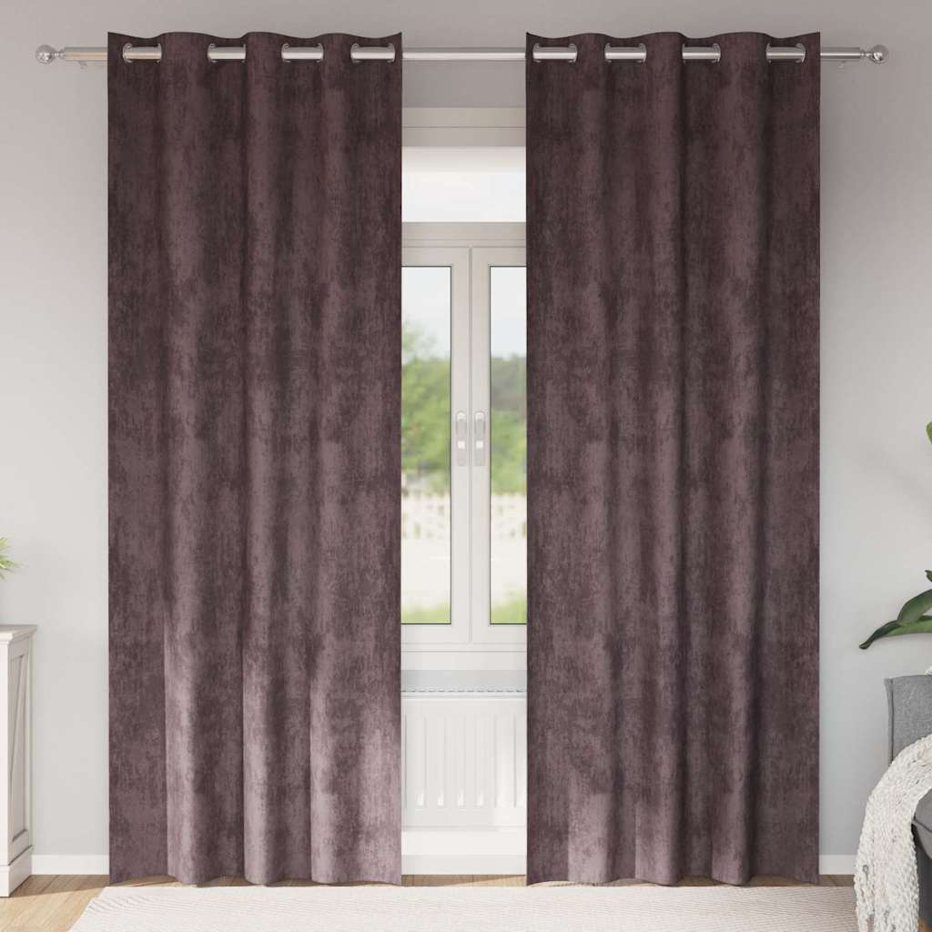 Sammetsgardiner 2 st Brun 260 x 140 cm Sammet