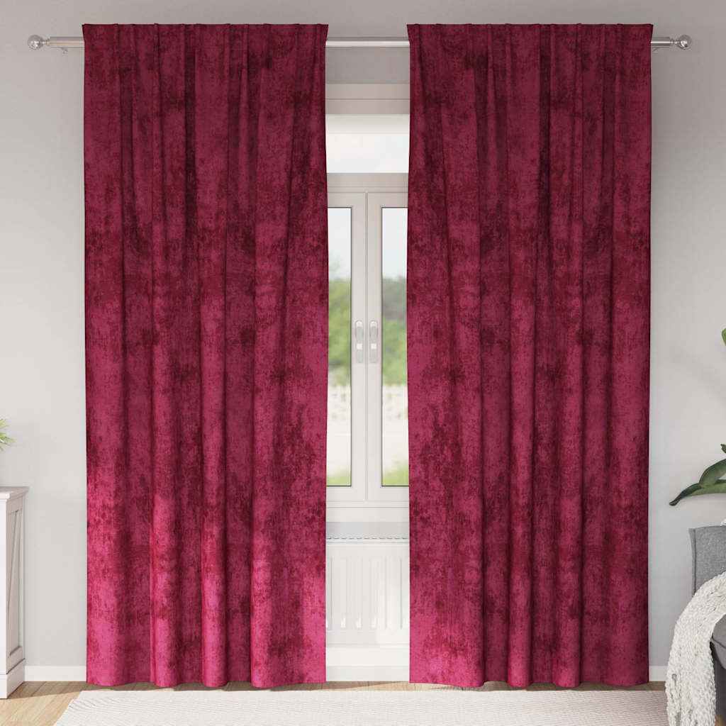 Sammetsgardiner 2 st Vinröd 245 x 140 cm Sammet