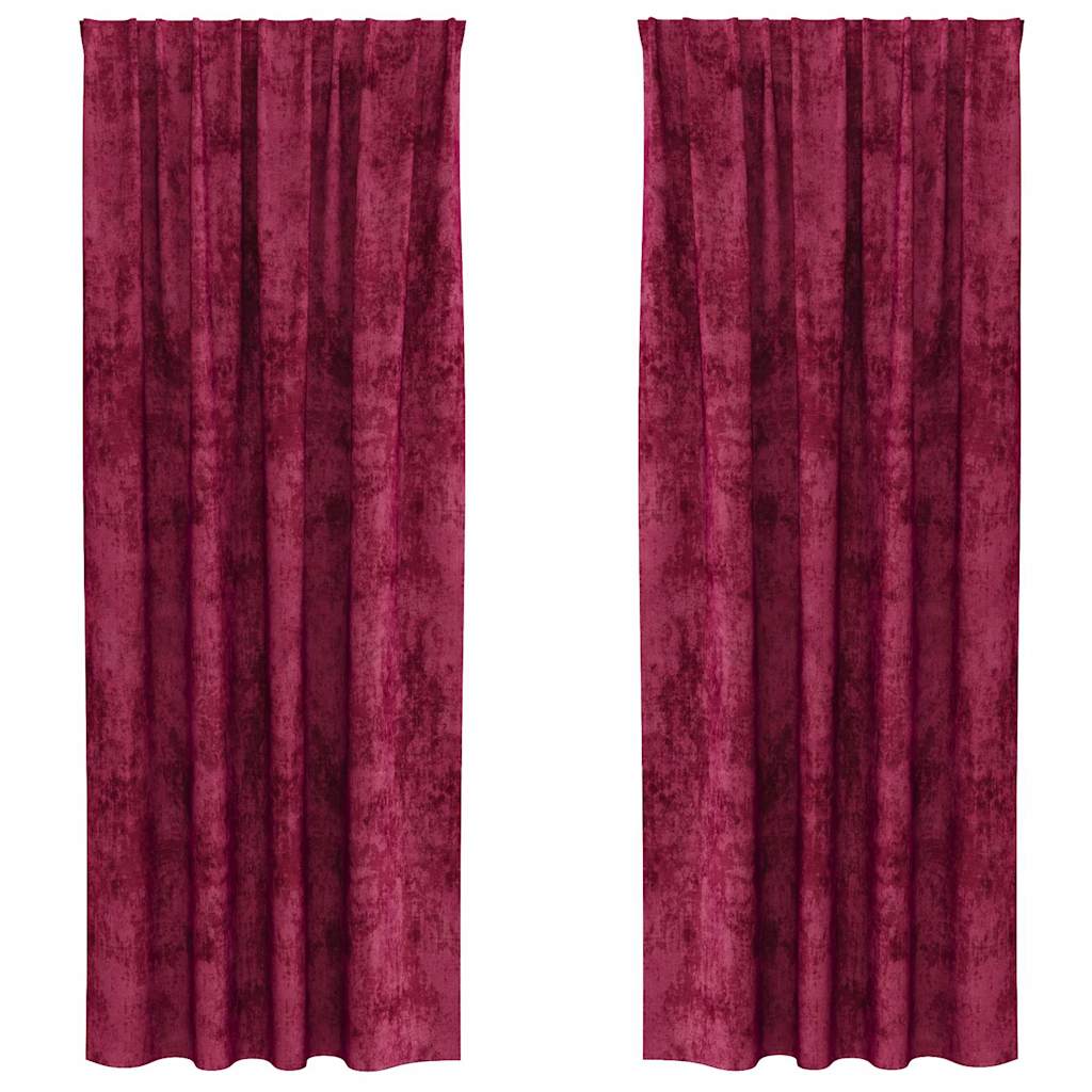 Sammetsgardiner 2 st Vinröd 245 x 140 cm Sammet