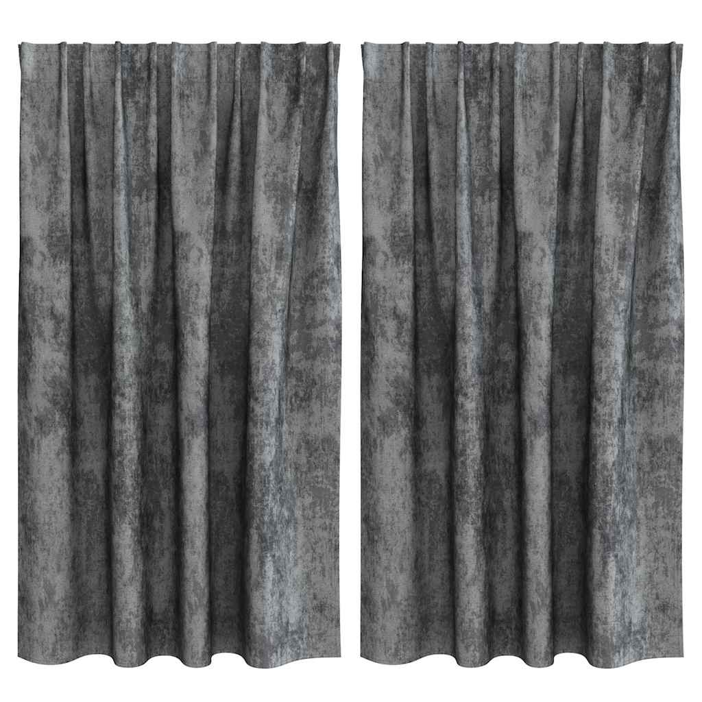 Sammetsgardiner 2 st Grå 140 x 140 cm Sammet