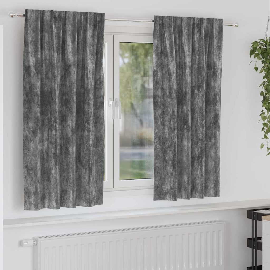 Sammetsgardiner 2 st Grå 175 x 140 cm Sammet