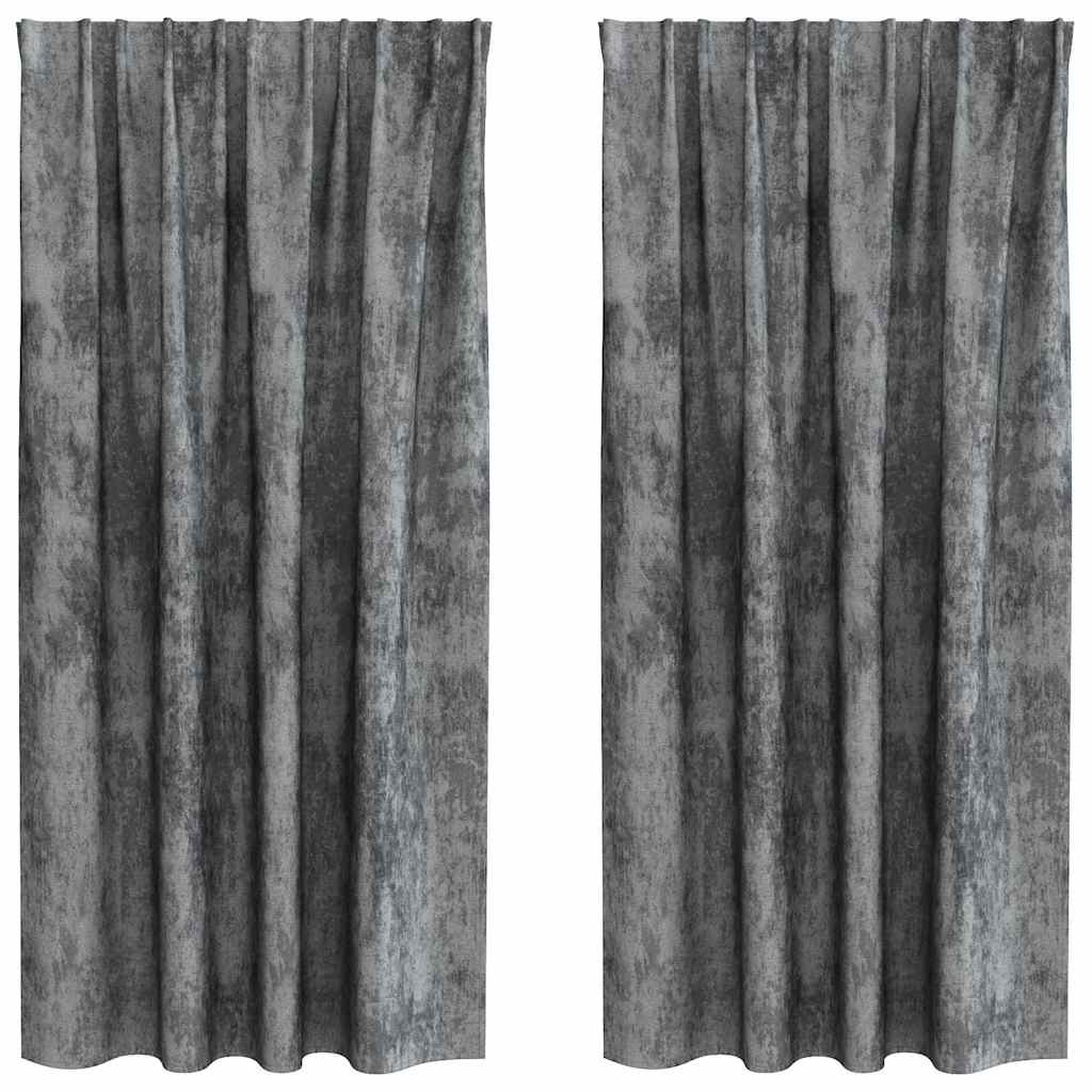 Sammetsgardiner 2 st Grå 175 x 140 cm Sammet