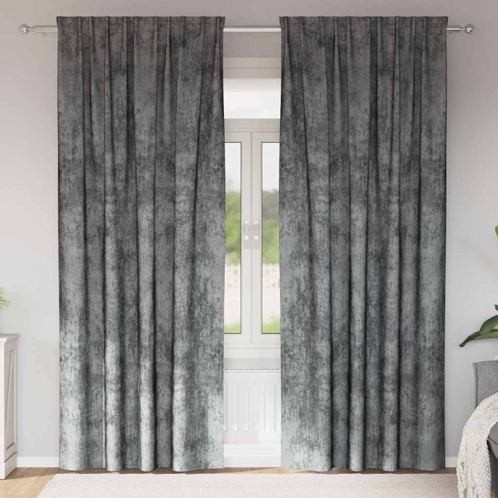 Sammetsgardiner 2 st Grå 225 x 140 cm Sammet
