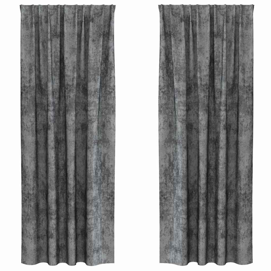 Sammetsgardiner 2 st Grå 225 x 140 cm Sammet