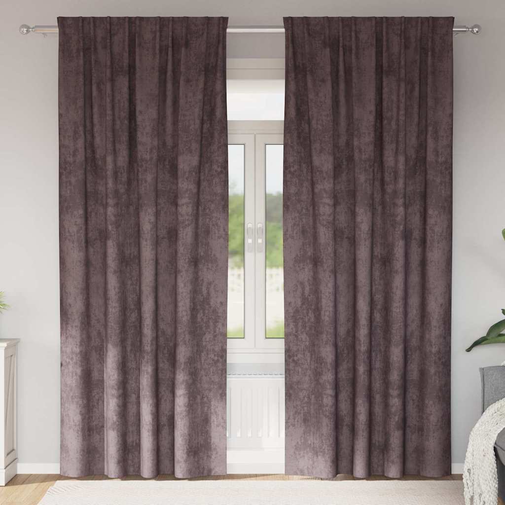 Sammetsgardiner 2 st Brun 260 x 140 cm Sammet