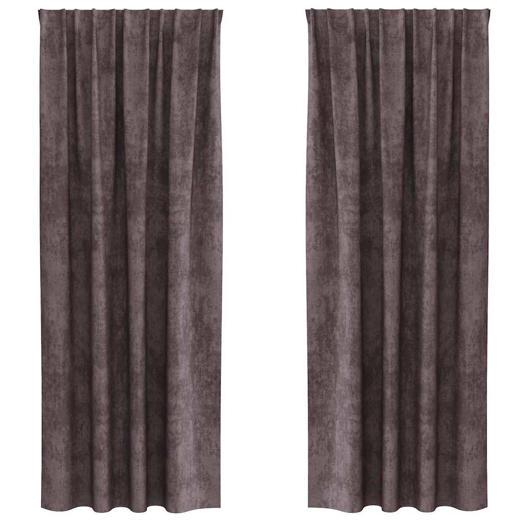 Sammetsgardiner 2 st Brun 260 x 140 cm Sammet
