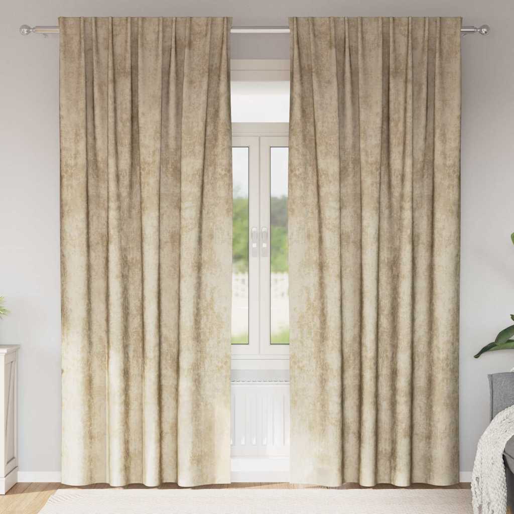 Sammetsgardiner 2 st Kräm 245 x 140 cm Sammet