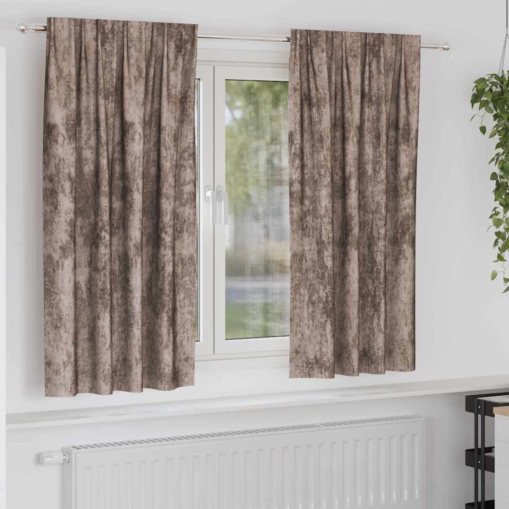 Sammetsgardiner 2 st Cappuccino 175 x 140 cm Sammet
