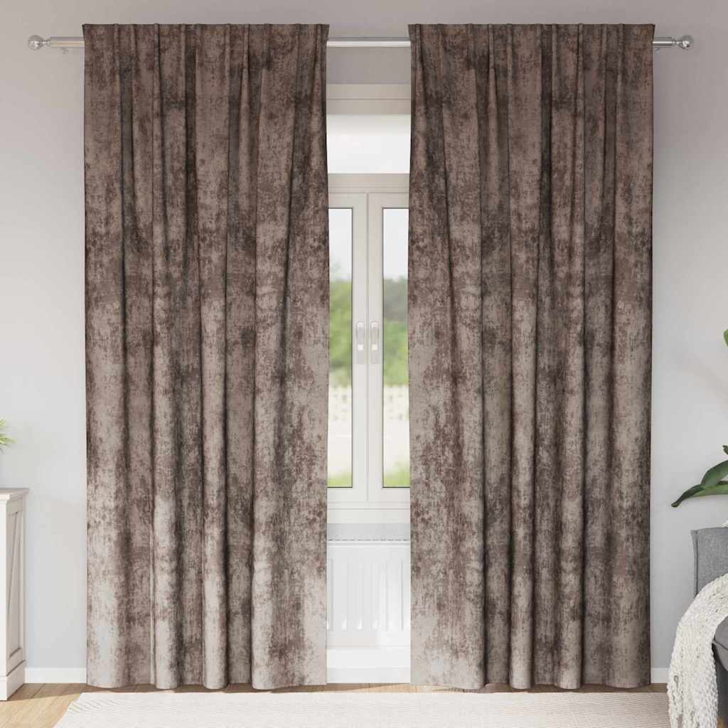 Sammetsgardiner 2 st Cappuccino 225 x 140 cm Sammet