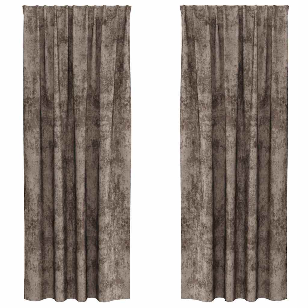 Sammetsgardiner 2 st Cappuccino 225 x 140 cm Sammet