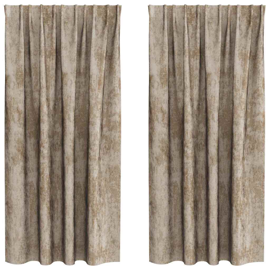 Sammetsgardiner 2 st champagne 175 x 140 cm Sammet
