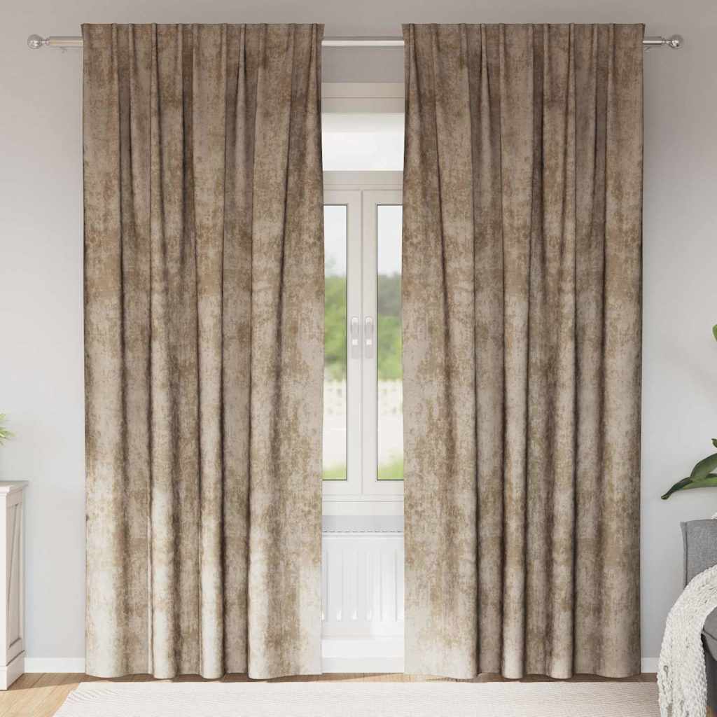 Sammetsgardiner 2 st champagne 260 x 140 cm Sammet