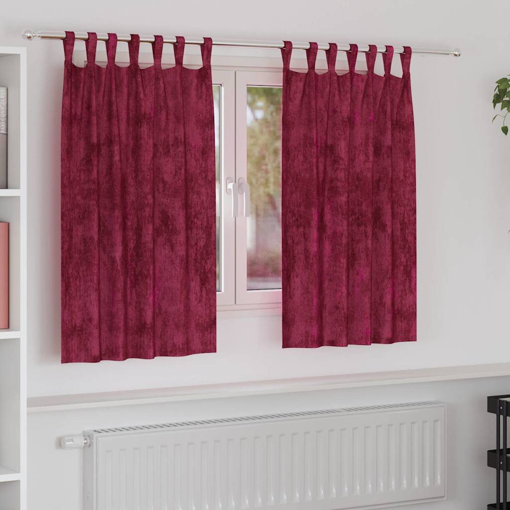 Sammetsgardiner 2 st Vinröd 140 x 140 cm Sammet