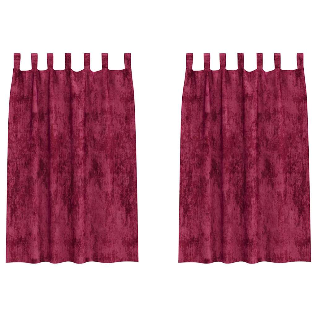 Sammetsgardiner 2 st Vinröd 175 x 140 cm Sammet