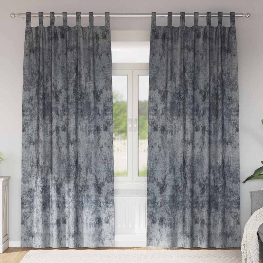 Sammetsgardiner 2 st Silvergrå 260 x 140 cm Sammet
