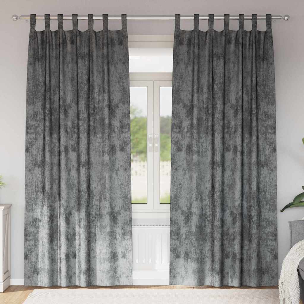 Sammetsgardiner 2 st Grå 225 x 140 cm Sammet