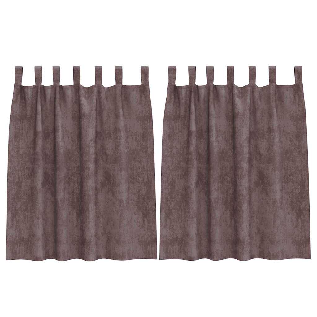 Sammetsgardiner 2 st Brun 140 x 140 cm Sammet