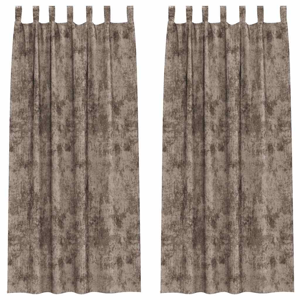 Sammetsgardiner 2 st Cappuccino 225 x 140 cm Sammet