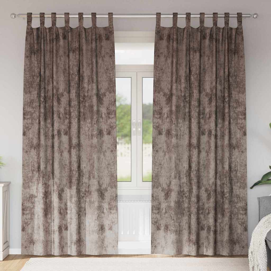 Sammetsgardiner 2 st Cappuccino 260 x 140 cm Sammet