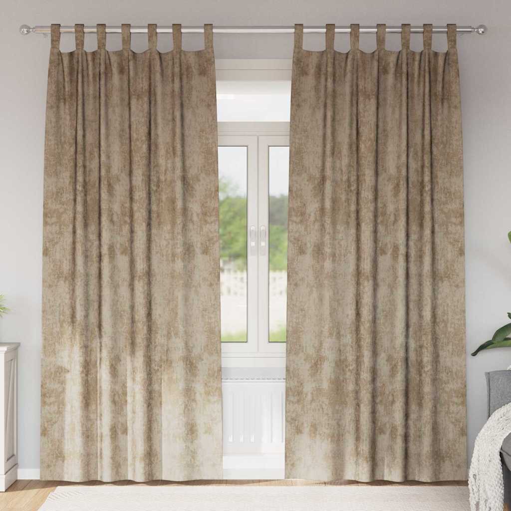 Sammetsgardiner 2 st champagne 260 x 140 cm Sammet