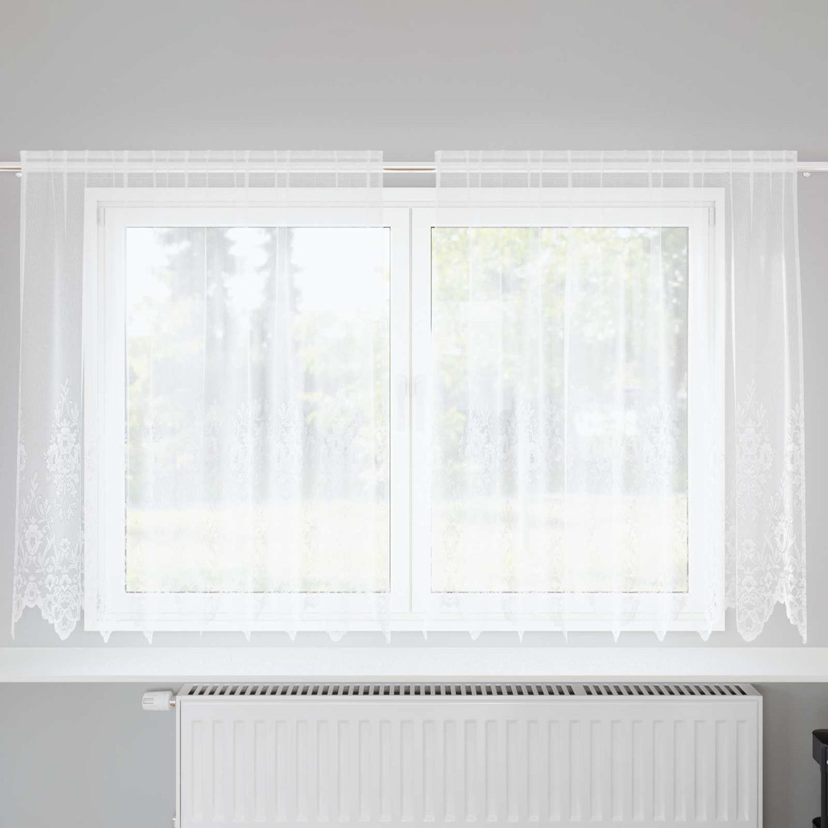 Spetsgardin Vit 180 x 200 cm Polyester