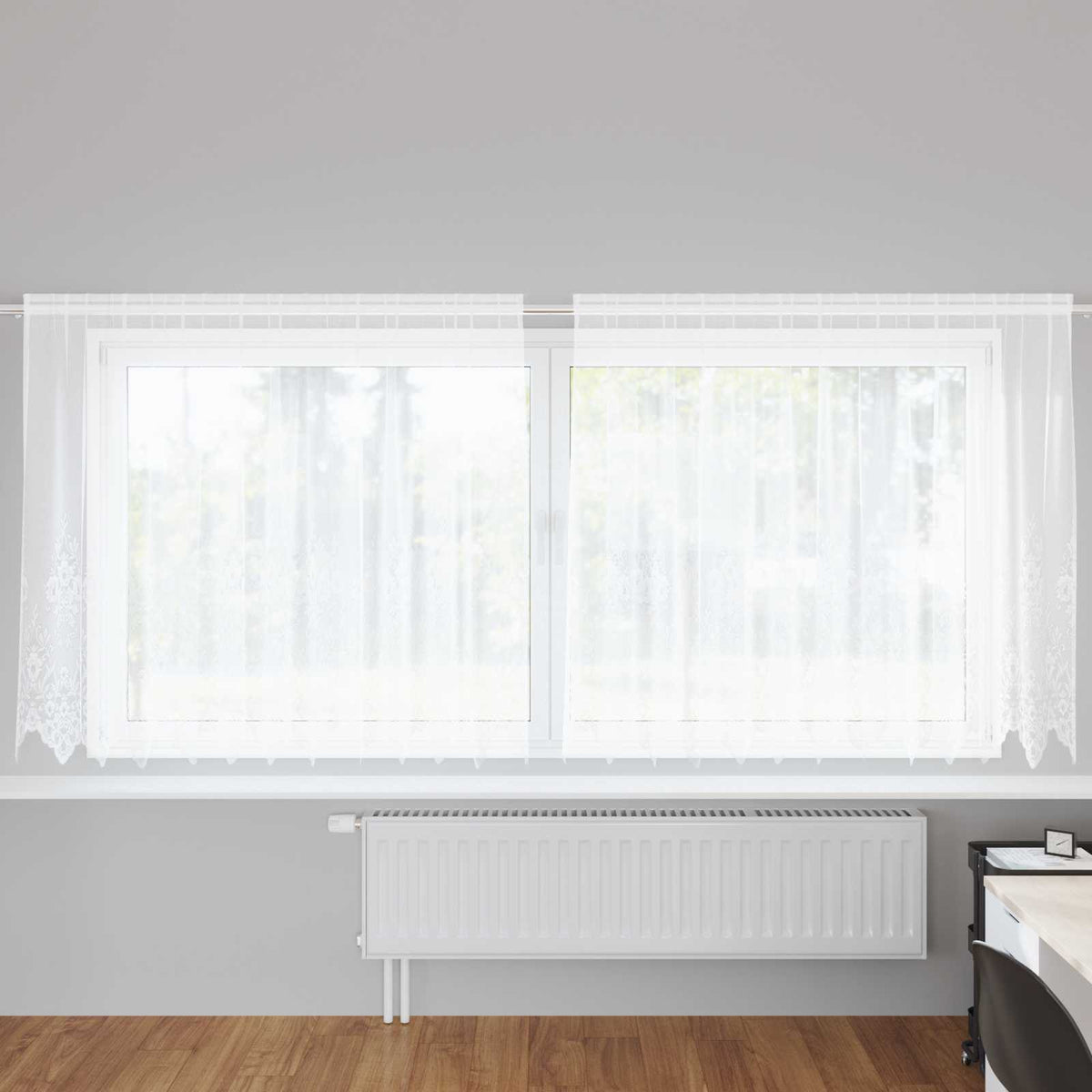 Spetsgardin Vit 160 x 300 cm Polyester