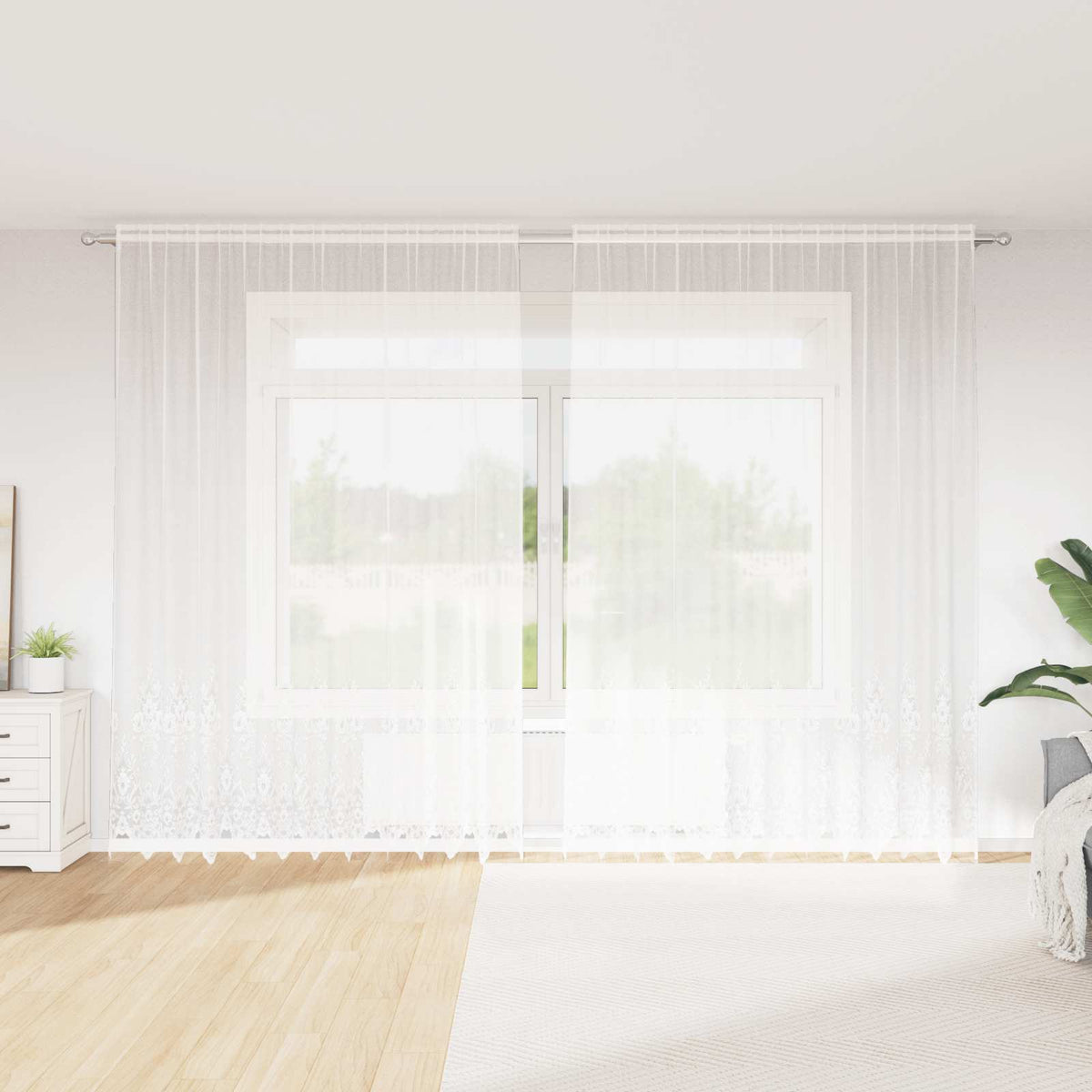 Spetsgardin Vit 260 x 300 cm Polyester