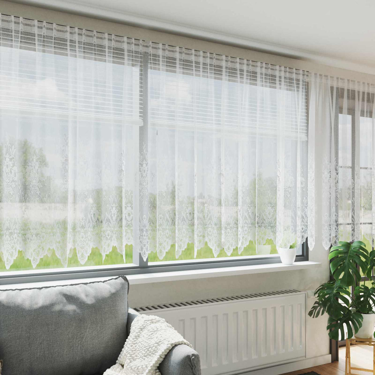 Spetsgardin Vit 160 x 600 cm Polyester