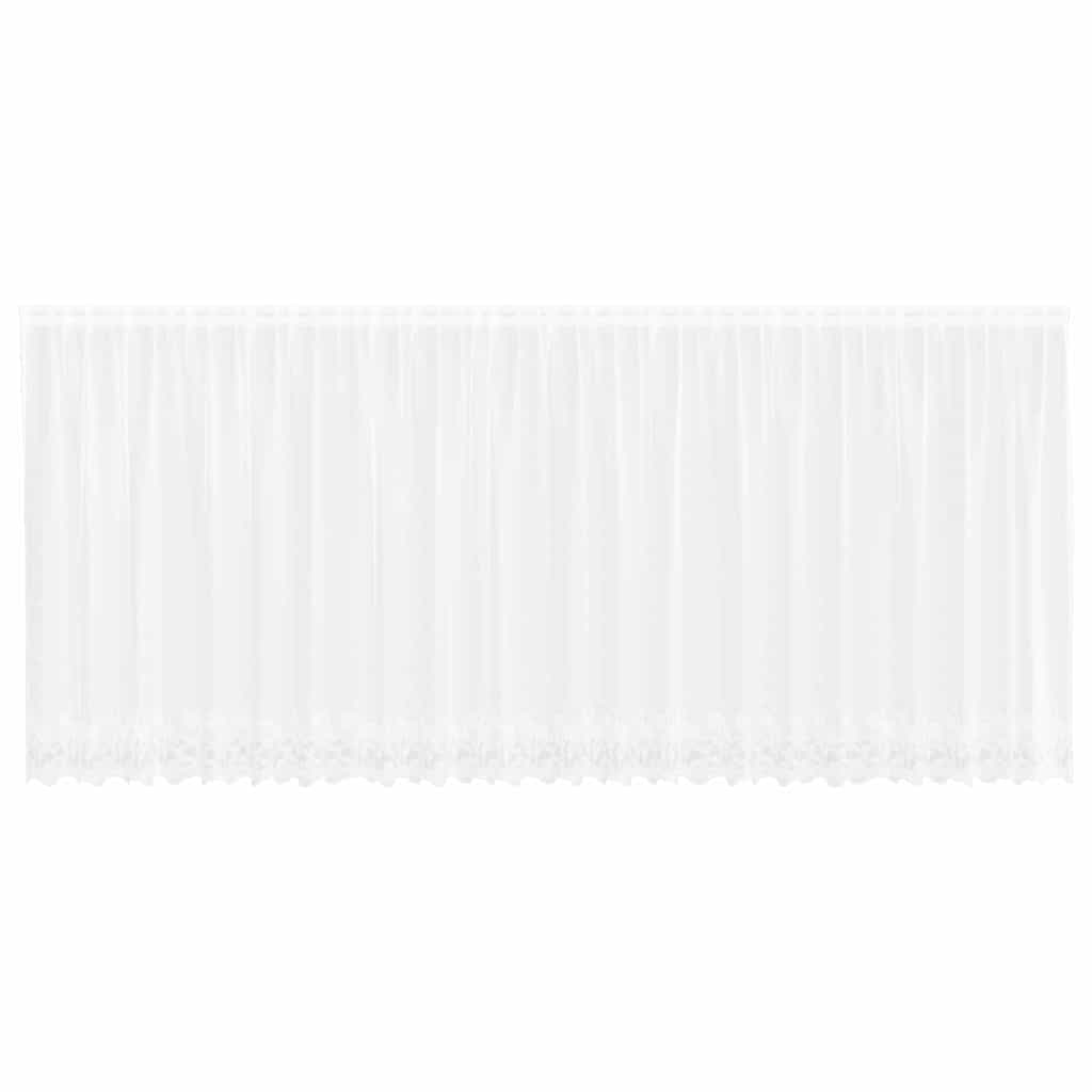 Spetsgardin med gardiner Blommor Vit 180 x 600 cm Polyester