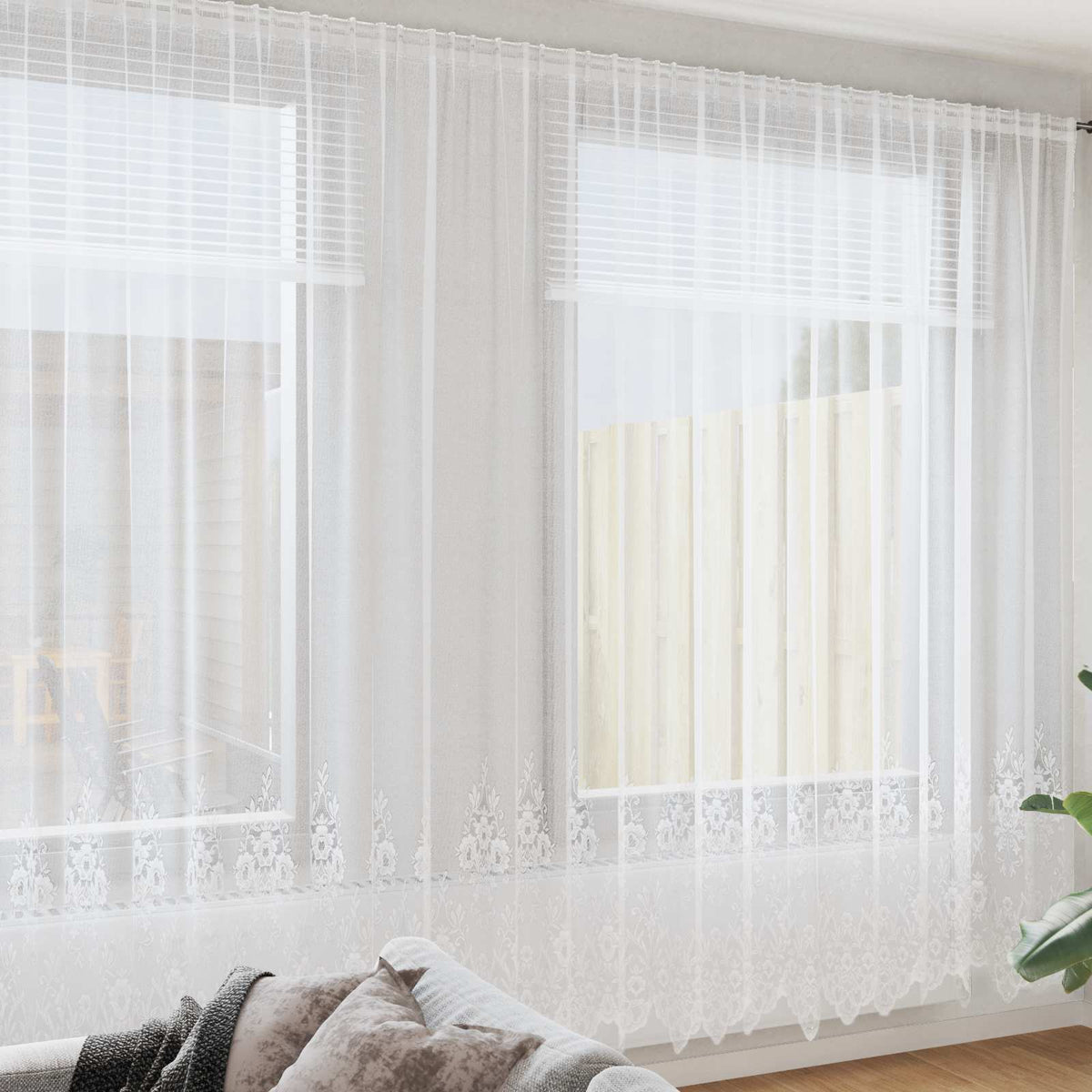 Spetsgardin Vit 260 x 600 cm Polyester