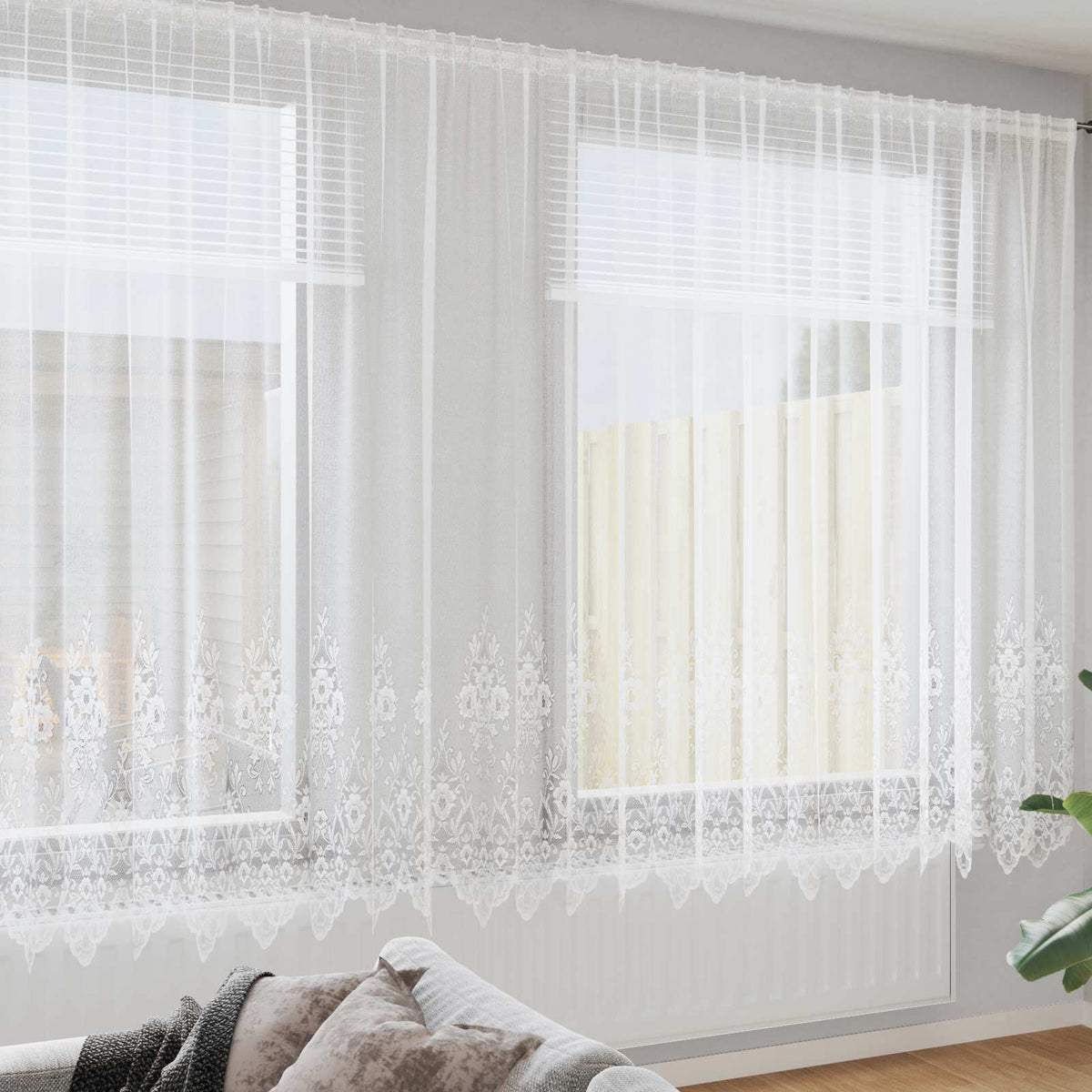 Spetsgardin Vit 240 x 1200 cm Polyester