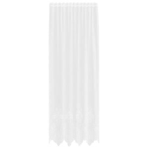 Spetsgardin med gardiner Blommor Vit 300 x 150 cm Polyester