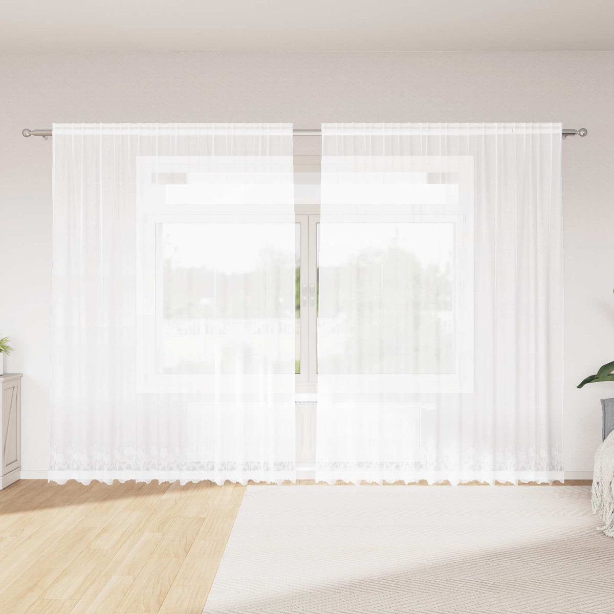 Spetsgardin Vit 300 x 245 cm Polyester