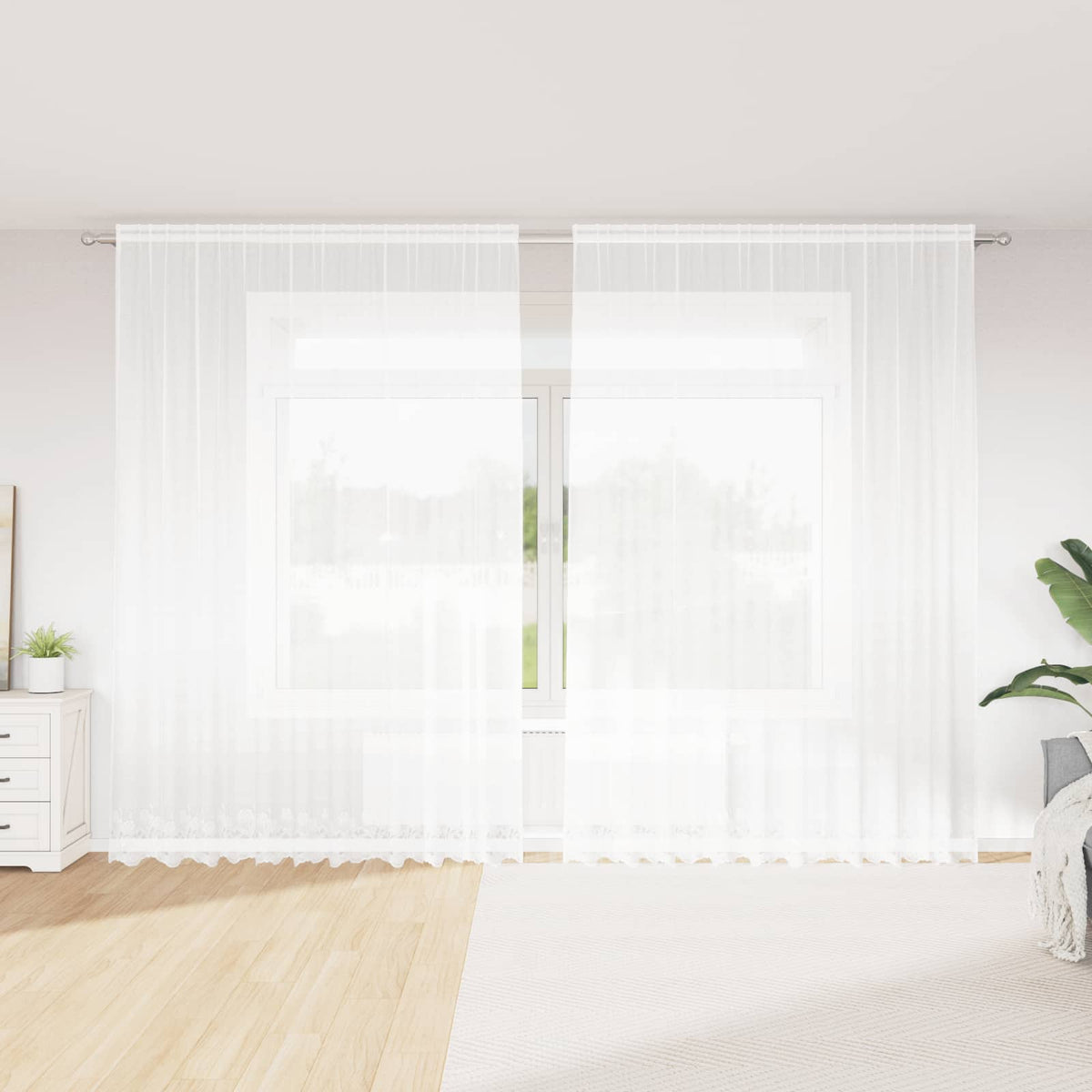 Spetsgardin Vit 300 x 300 cm Polyester