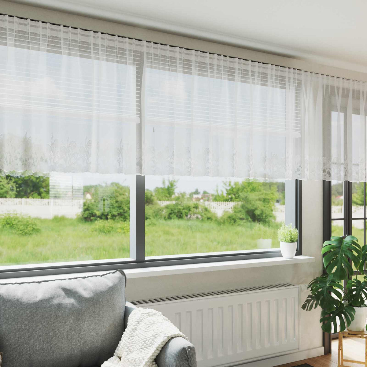 Spetsgardin Vit 80 x 500 cm Polyester