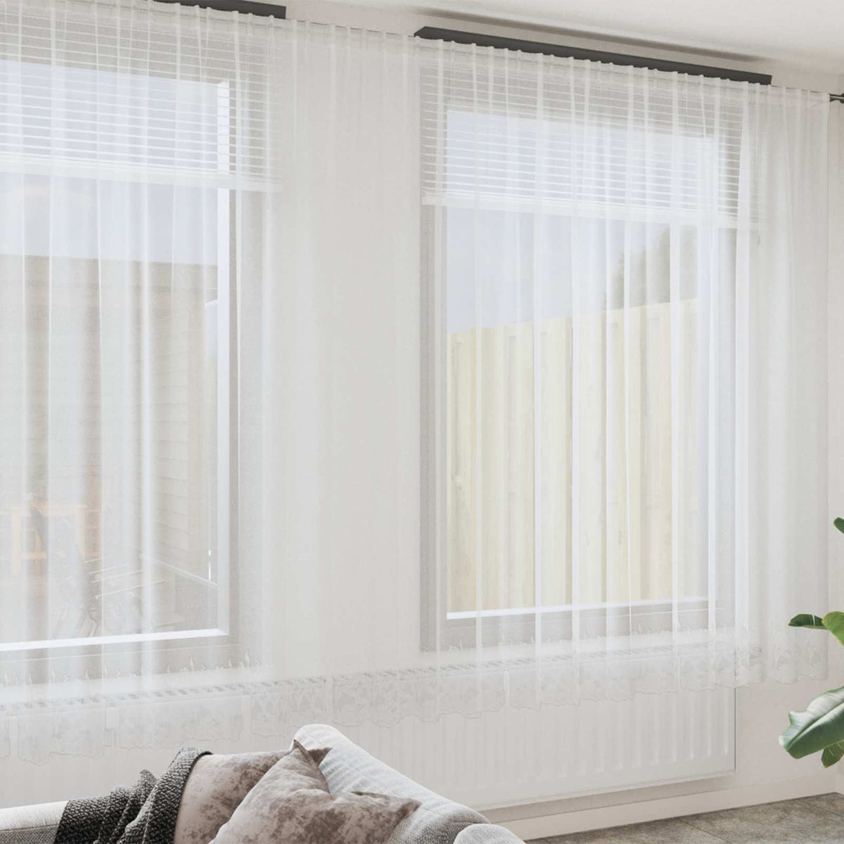 Spetsgardin Vit 300 x 750 cm Polyester