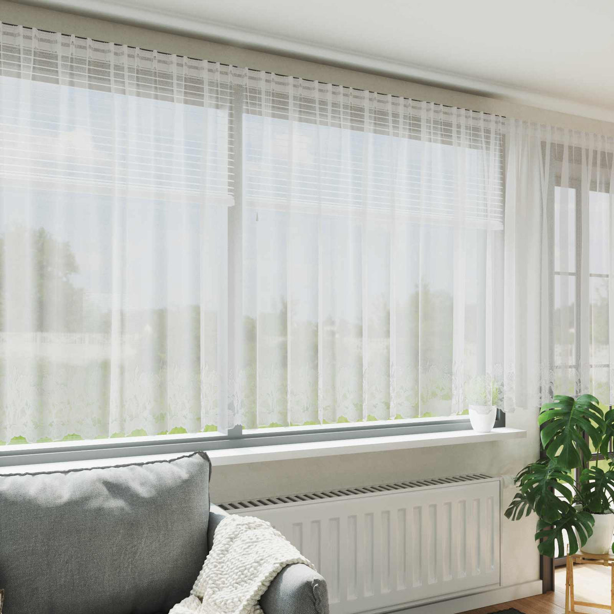 Spetsgardin Vit 160 x 900 cm Polyester