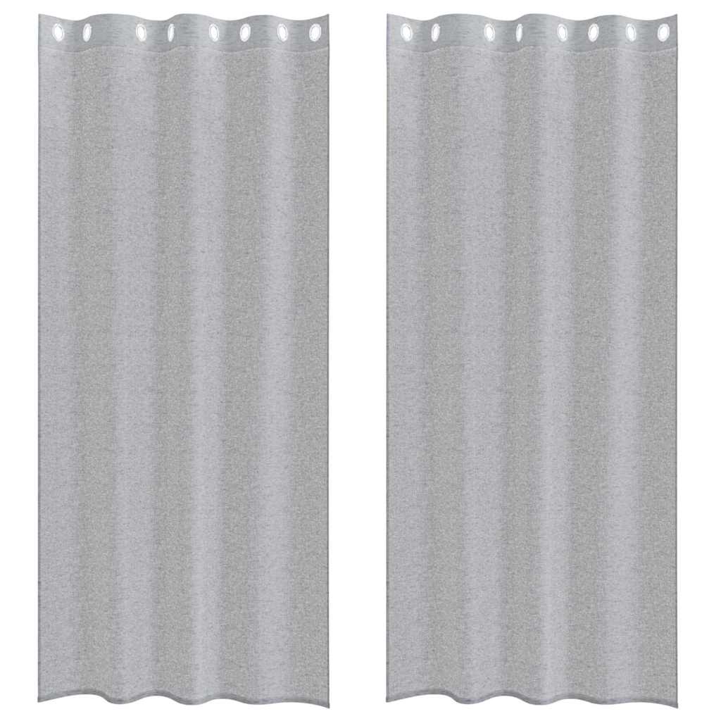 Voile Gardin 2 st Mörkgrå 245 x 140 cm Polyester