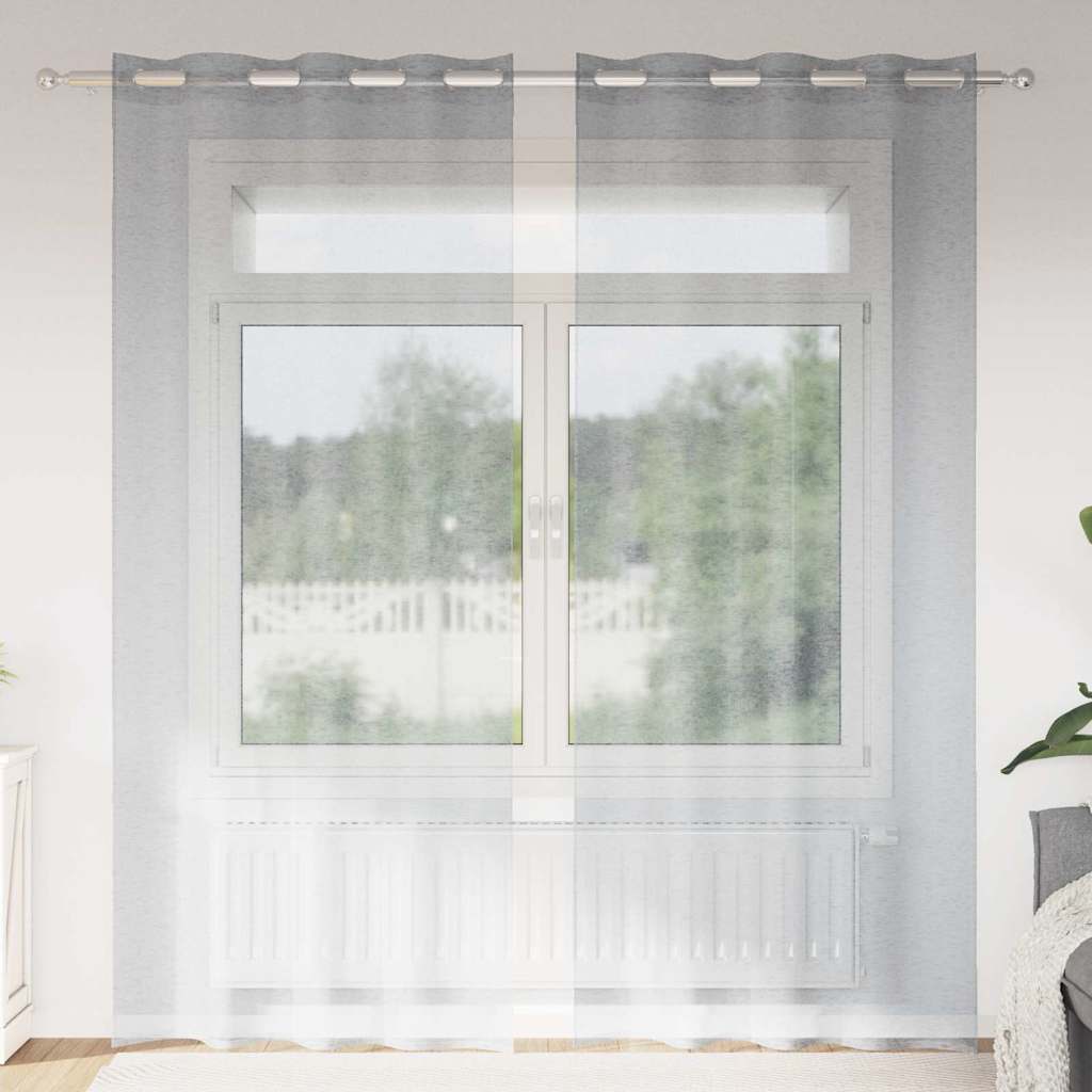 Voile Gardin 2 st Mörkgrå 260 x 140 cm Polyester