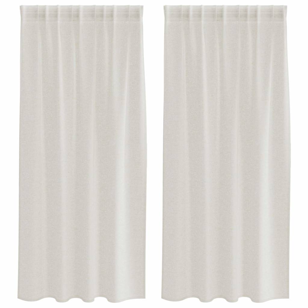 Voile Gardin 2 st Kräm 175 x 140 cm Polyester