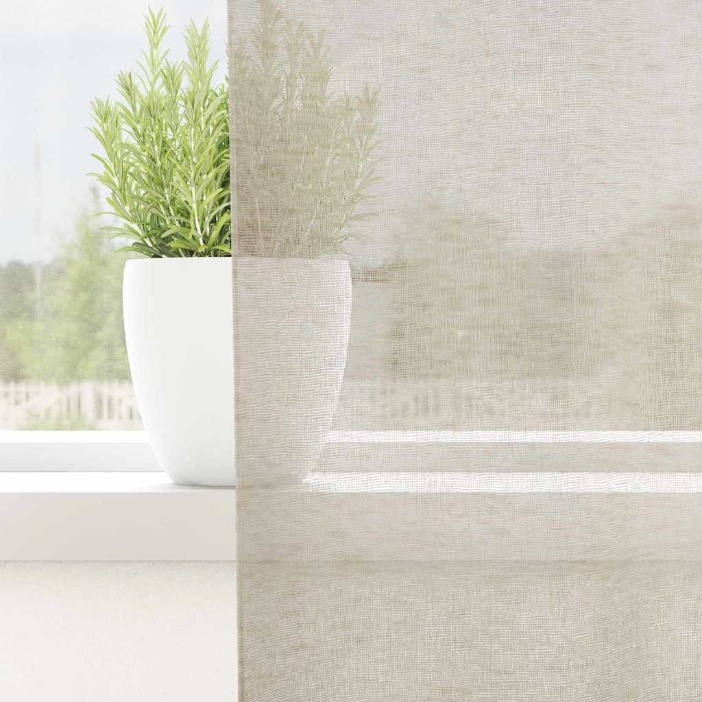 Voile Gardin med gardiner 2 pcs Sand 140x140cm Polyester